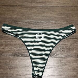 NWT Victoria’s Secret PINK High Leg Low Rise Thong Green Stripe Panties XL